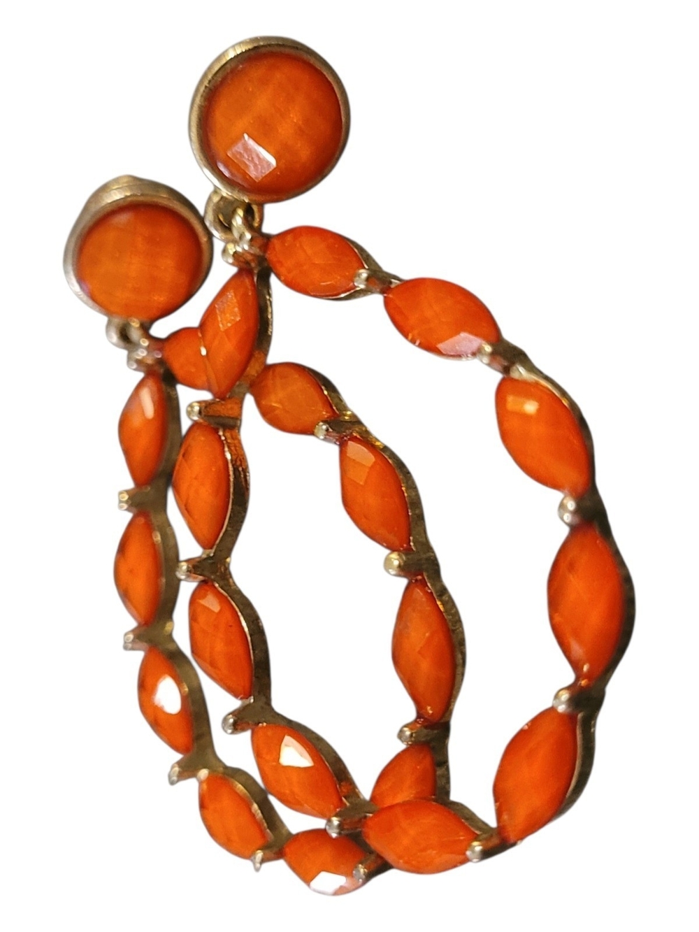 Orange Hoop Drop Earrings - Women Jewelry